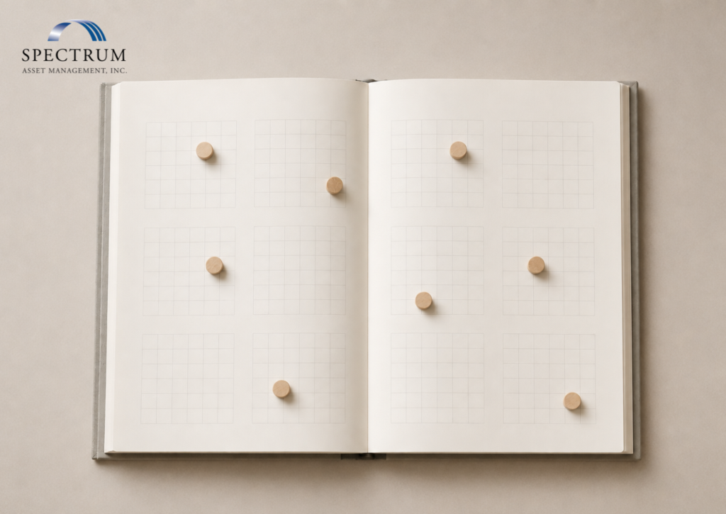 10b5-1 plan calendar with pre-set trading dates marked on an open planner representing scheduled stock sales