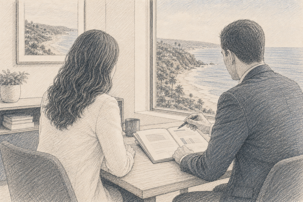 What is an RIA — a registered investment adviser meeting with an executive client to review a personalized financial plan